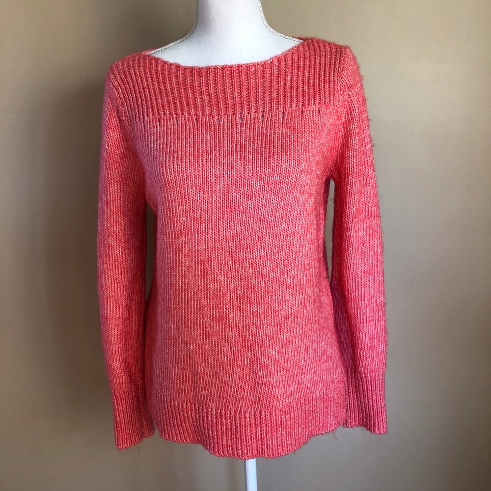 Loft | Soft Coral Crew Neck Sweater  M